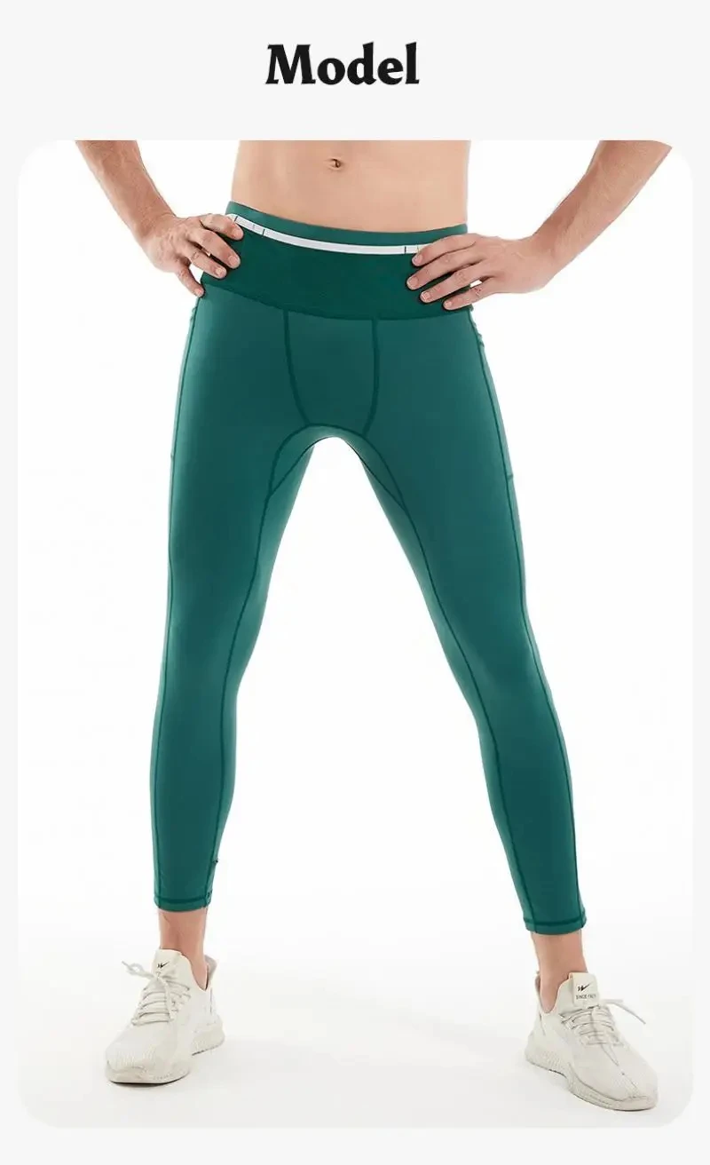 Herren-Kompressions-Laufhose, Radfahren, lange Leggings, Outdoor-Sport, Basketball, Fitness, Jungs, Fitnessstudio, Reiten, Wandern, Strumpfhosen, 6 Taschen – Detail 9