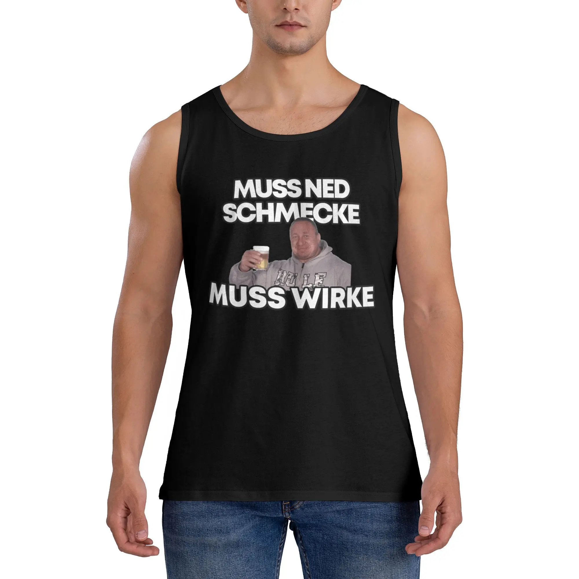 قمصان Markus Ruhl Meme بدون أكمام للرجال بنمط الشاطئ، قمصان بدون أكمام كبيرة الحجم