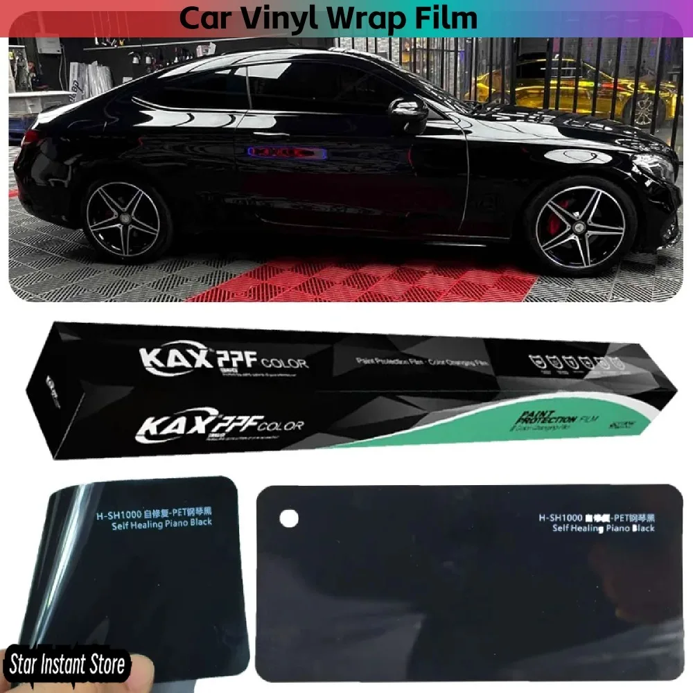 

High Gloss Black Car Wrap Vinyl 1.52x17m, PET Anti-Yellowing PPF Film, Piano Black Paint Protection Film