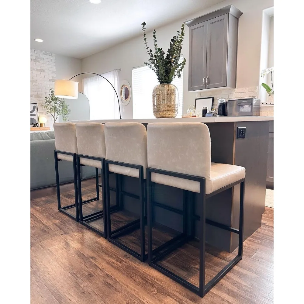Bar Stools Counter Height Bar Stool Pu Leather Kitchen Modern Bar Chairs, Bar Stools with Back