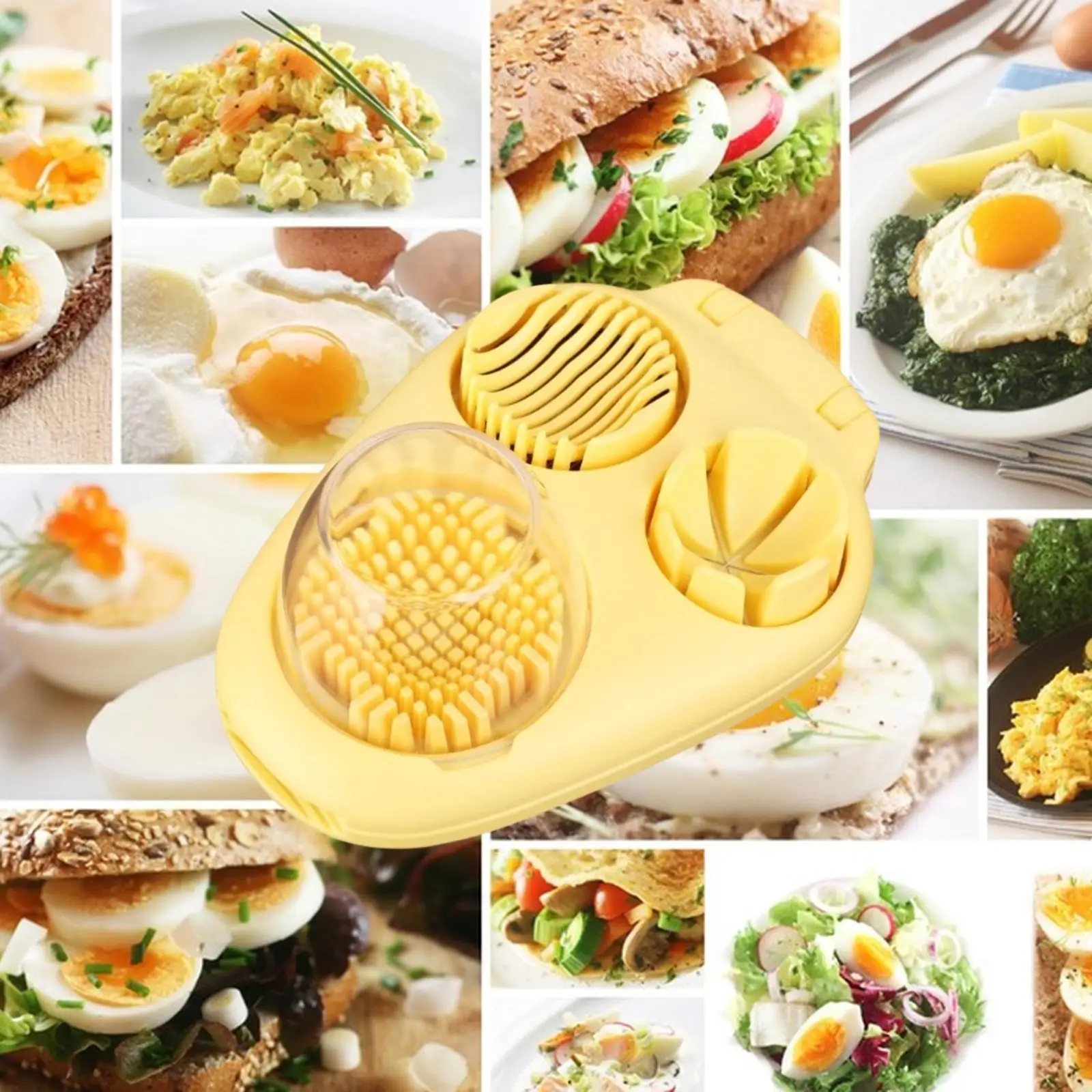

Egg Slicer Manual Tool 3 in 1 Kitchen Utensil for Mushrooms Salad Cheese