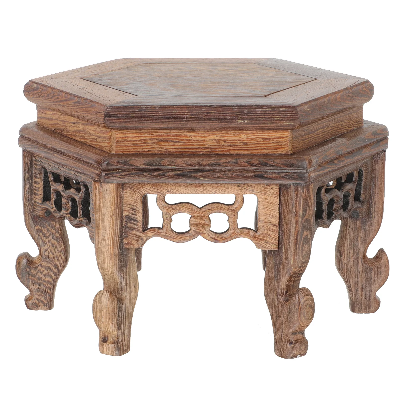 

Vintage Wooden Hexagon Base Plant Stand For Vase Ceramic Pot Display Home Decor Storage Rack Wood Display Stand Potted Plants