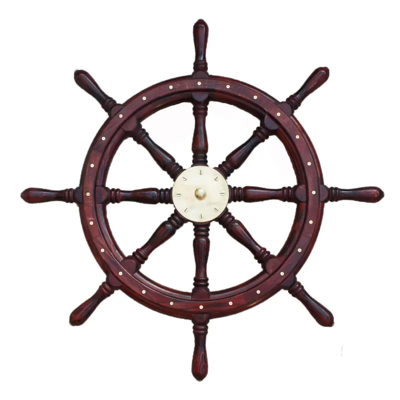 Solid Wood Helmsman American Mediterranean Steering Wheel Wall Hanging Restaurant Decoration