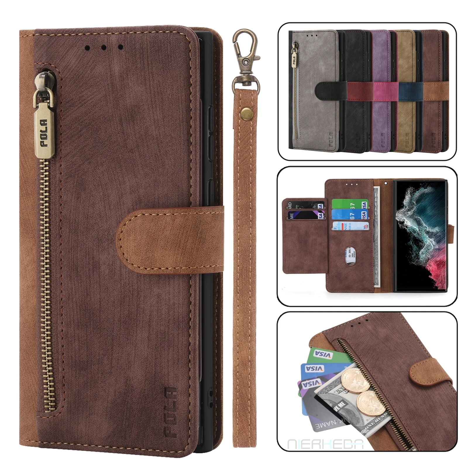 Business Flip Leather Case For Huawei P50 P40 P30 P20 Pro Mate 40 30 20 10 Lite P Smart Plus 2020 Anti-Theft Brush Wallet Cover