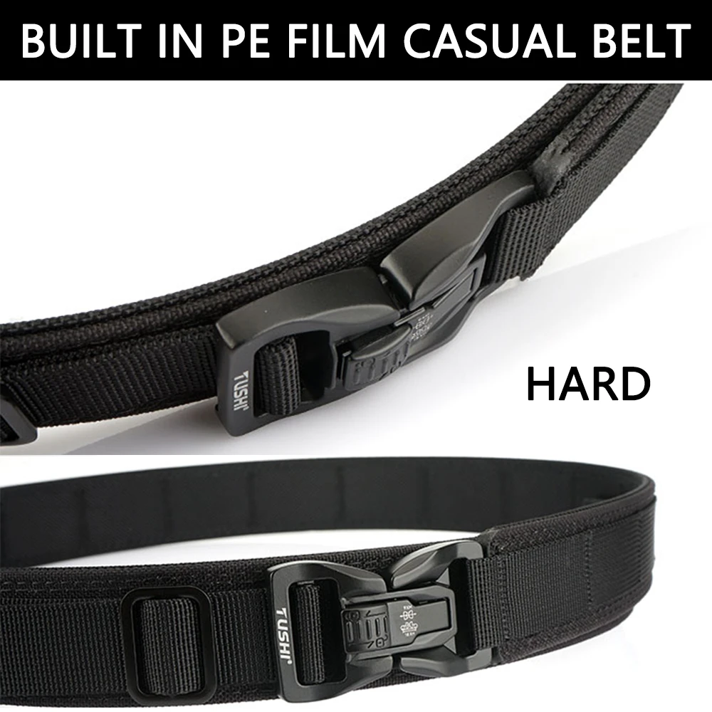 TUSHI Riem Harde Tactische Riem voor Mannen Metalen Gesp Gun Riem Dikke Nylon Militaire Riem EDC Outdoor MOLLE Gordel IPSC Accessoires