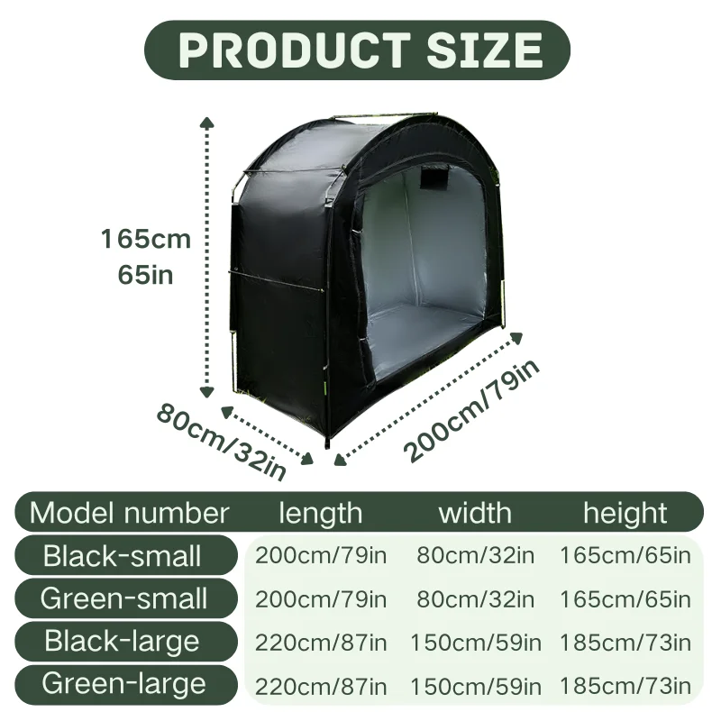 1 Pack Zipper‑Front Bike Storage Shed, Vent Window Shelter for Bike Riders, Outdoor Backyard Bicycle Storage Tent House