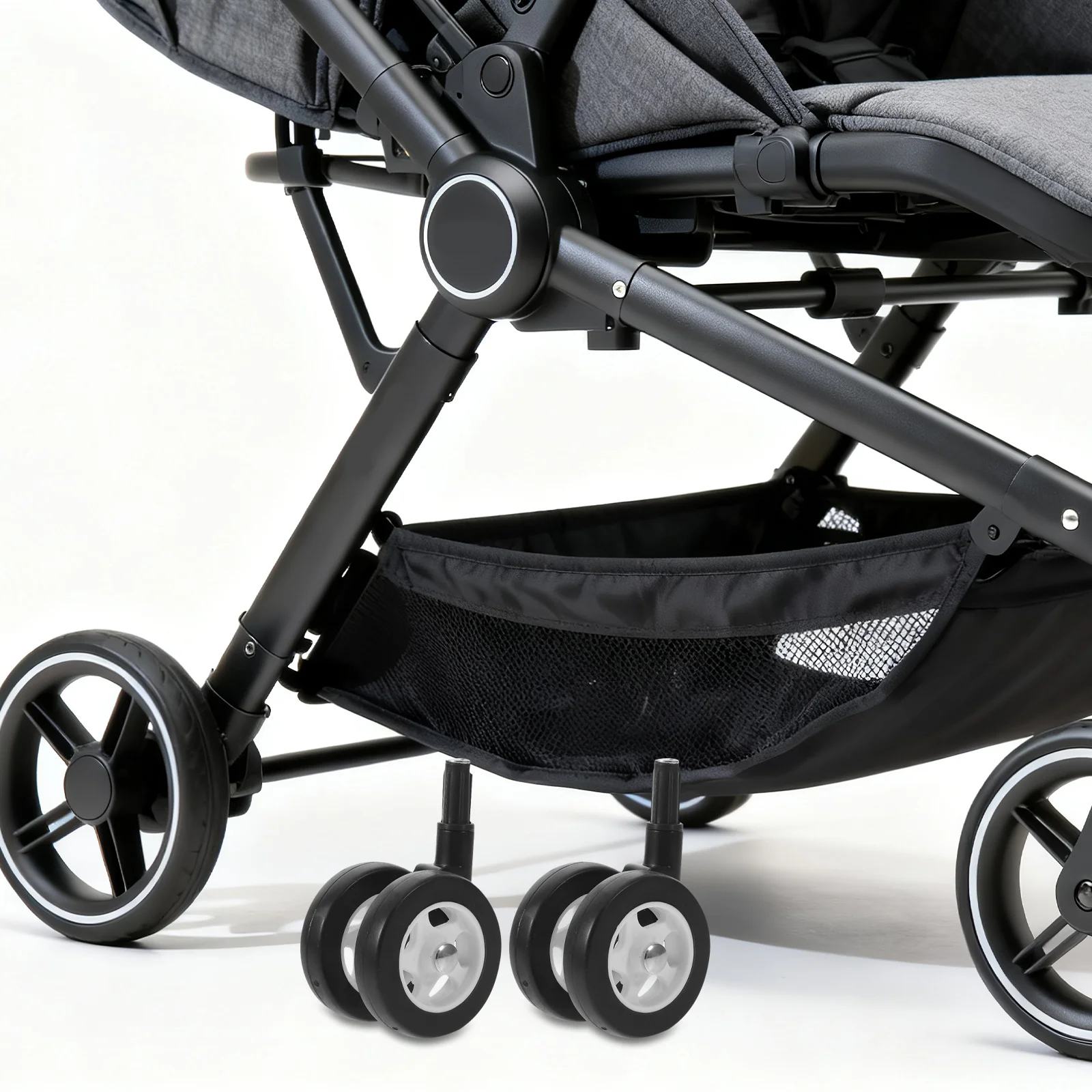 4pcs Baby Walker Replacement Wheels Black Universal Detachable Casters For Toddler Learning Chair Pram Stroller