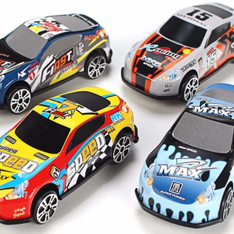6Pcs Racing Car Model Toy Alloy Iron Shell Taxi Model Inertia Sliding Rail Car Mini Small Gift Toys For Children Boys