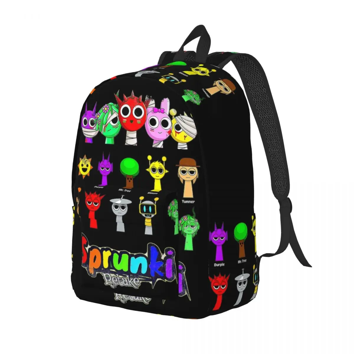 Incredibox Sprunki Backpack for Men Women Casual High School Hiking Travel Daypack Funny Game College Shoulder Bag Outdoor