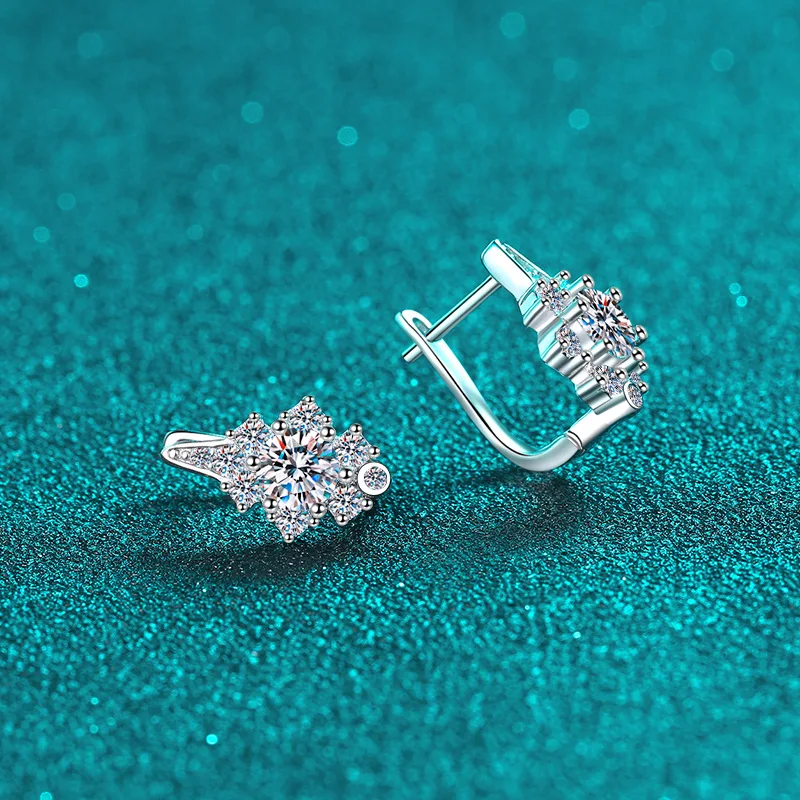 1.0 قيراط مويسانيتي U شكل الأذن أقراط مشبكية 100% 925 فضة مختبر الماس القرط للنساء غرامة مجوهرات حفل زفاف