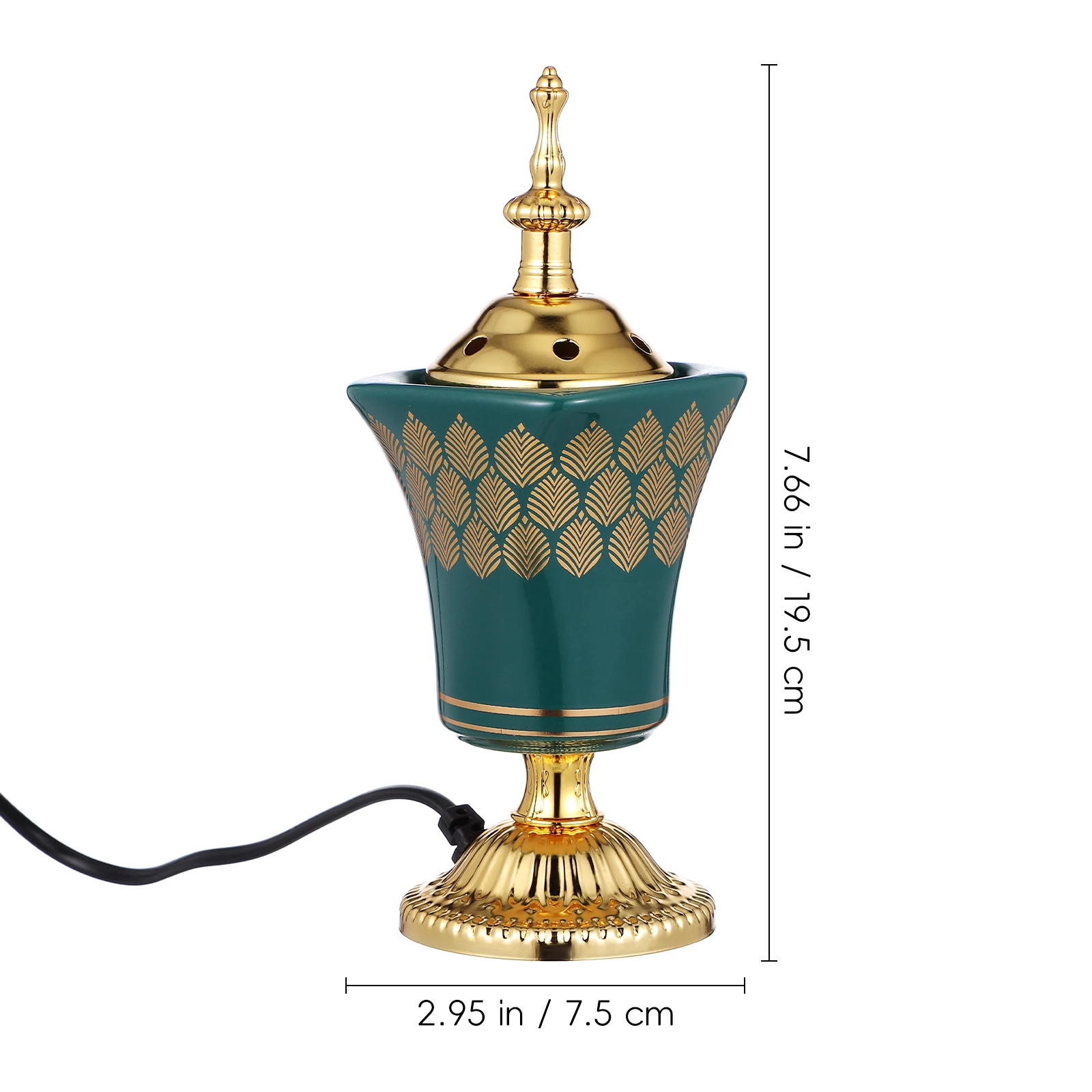 Electric Middle East Church Censer Metal Ceramic Incense Burner Vintage Incense Burner Sandalwood Incense Burner (US Plug)
