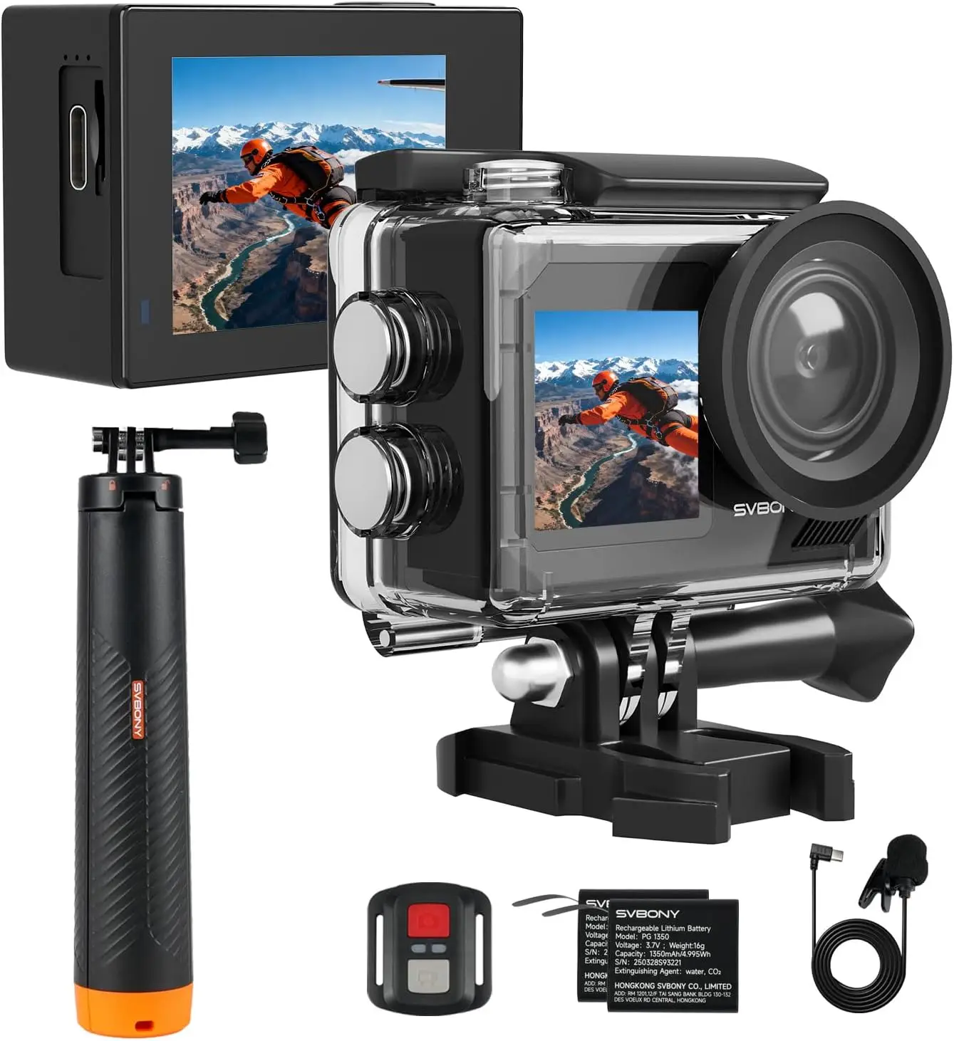 

4K30FPS Underwater Camera with EIS 2.0, Dual Touch-Screen, 50MP Zoom, Floating Selfie Stick for Snorkeling and Skiing