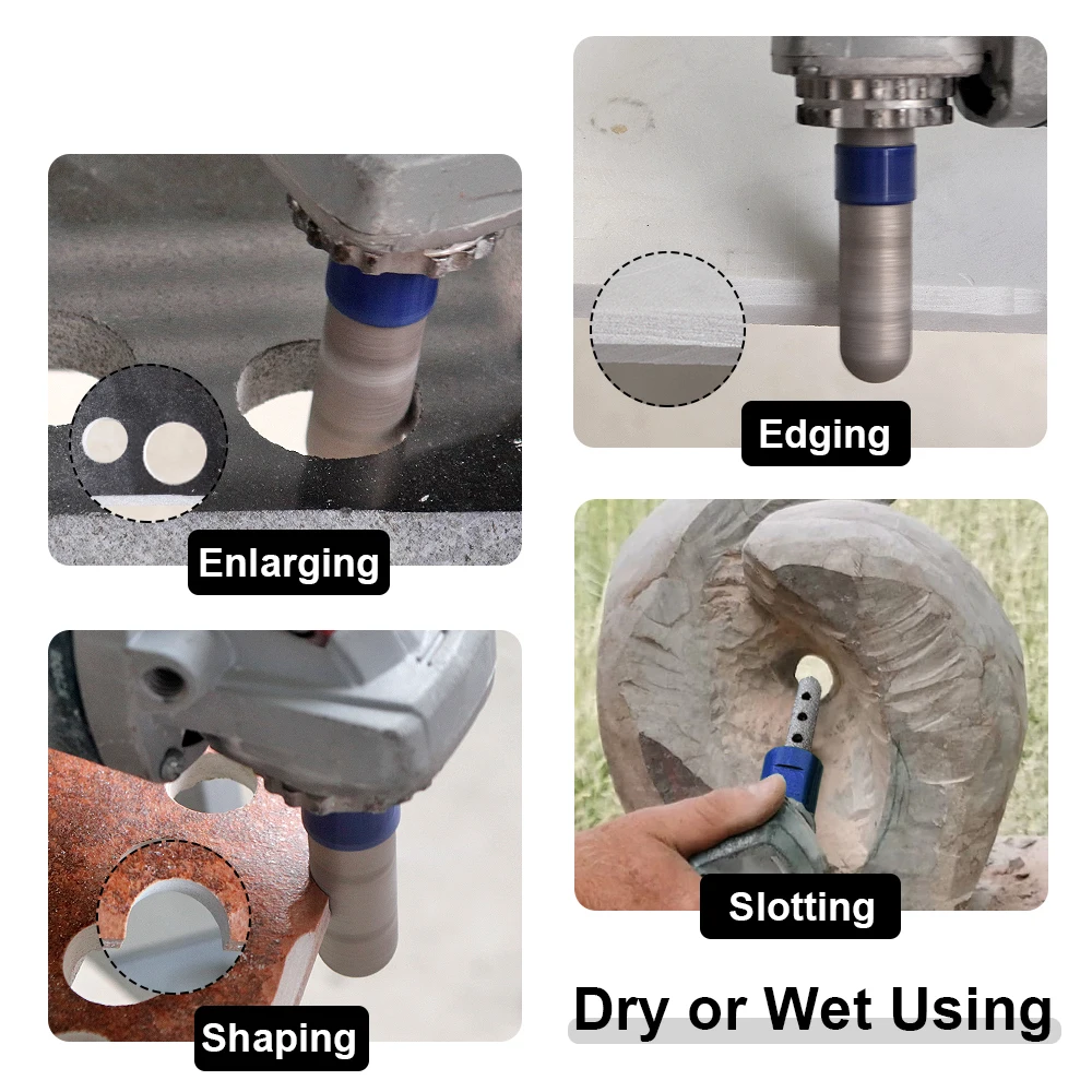 SHDIATOOL เพชรมิลลิ่งนิ้วมือบิต 1/2pcs เครื่องบดมุมขัดพอร์ซเลนกระเบื้องหินอ่อนรูเปิดควอตซ์ 10/15 /20/25/30/35 มม.