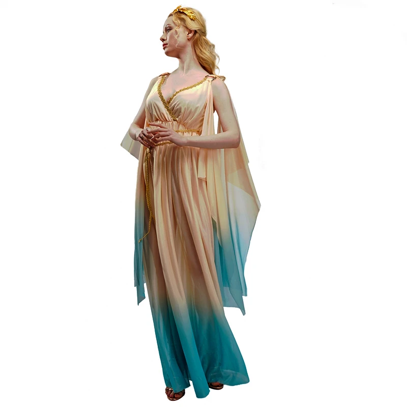 Women\'s Greek Goddess Dress Costume Adult Roman Princess Dress Sexy Cleopatra Queen Cosplay Halloween Carnival Party Fancy Dress