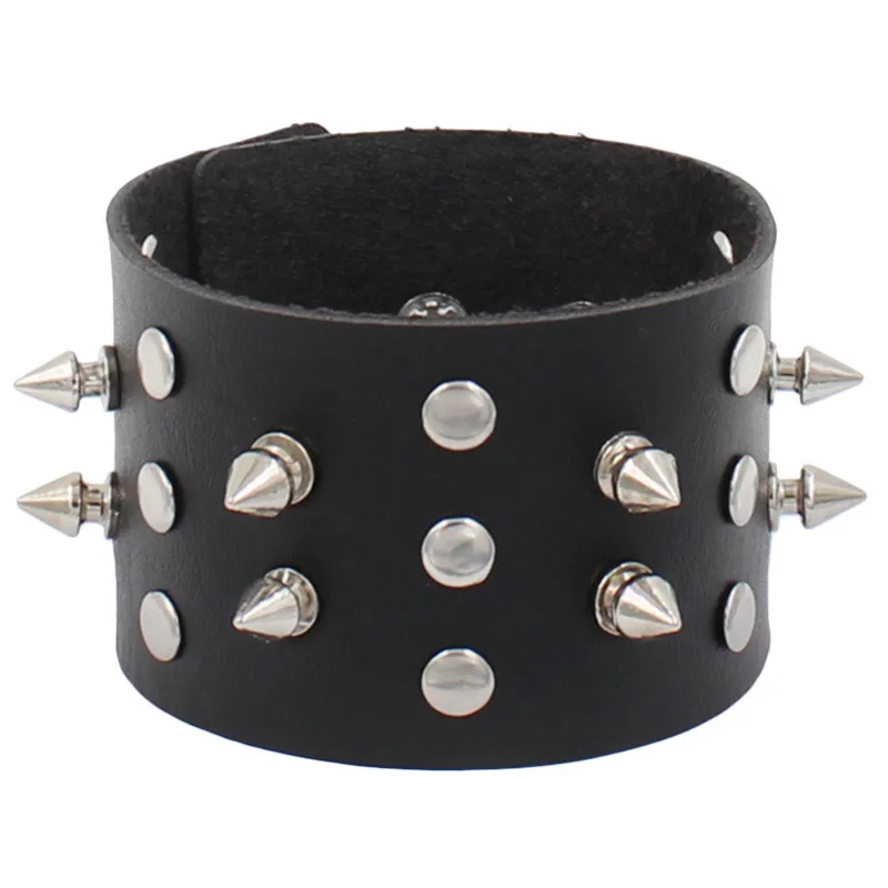 Hot Fashion Spike Bracelet Punk Faux Leather Bracelets Goth Girl Bangle Studded Rock Wristband for Women Men Jewelry