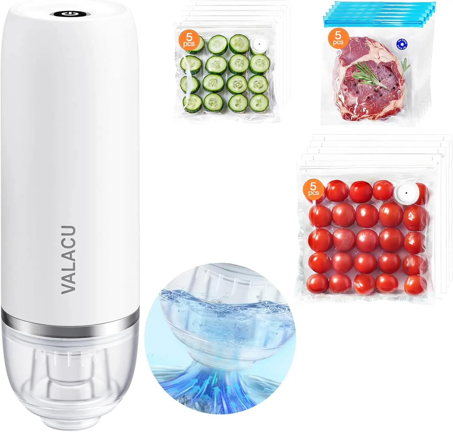 

Handheld Vacuum Sealer with 15 Bags for Food, Clothes & Travel – Electric Pump