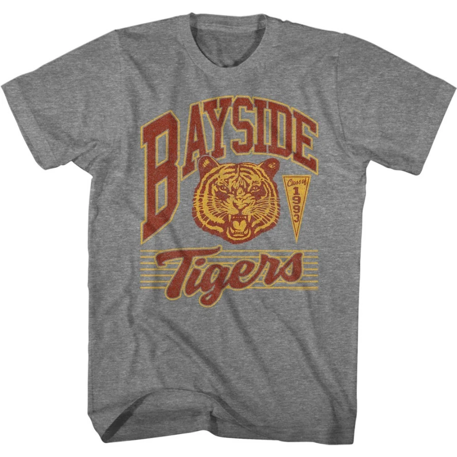 Saved By The Bell Bayside Tigers Heather Grey Shirt Men Women Streetwear Oversized Loose Casual Summer