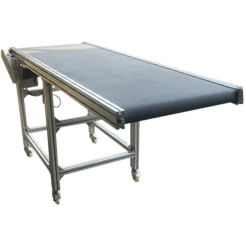 Aluminum leather belt conveyor, mobile logistics packaging production line automatic conveyor