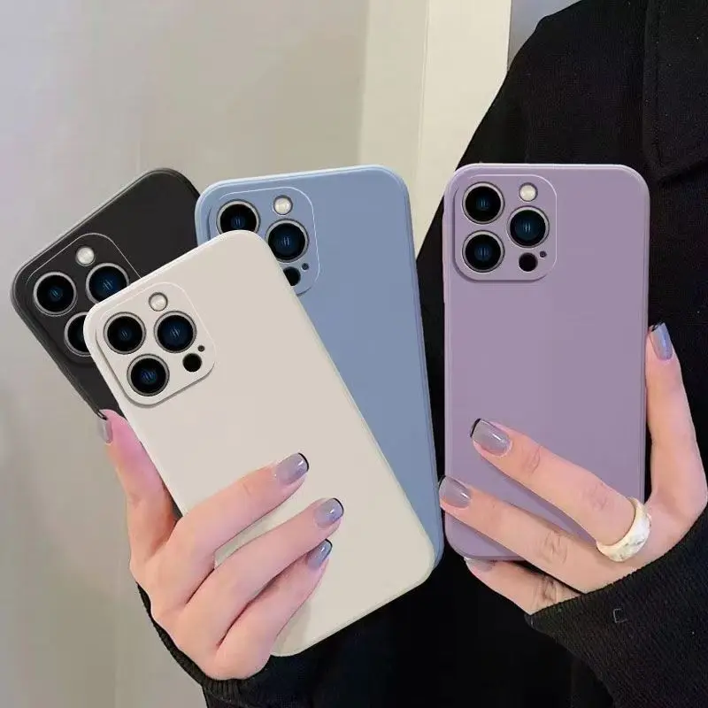 Flüssigsilikon-Hülle für iPhone 11 12 13 14 15 16 Pro Max 13 mini 14 Plus 16e Einfarbige Flüssige Stoßfeste Schutzhülle