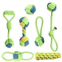 7PCS/PACK Dog Toys for Large Small Dogs Toy Interactive Cotton Rope Dog Toys Ball for Dogs Accessories Toothbrush Chew Puppy Toy