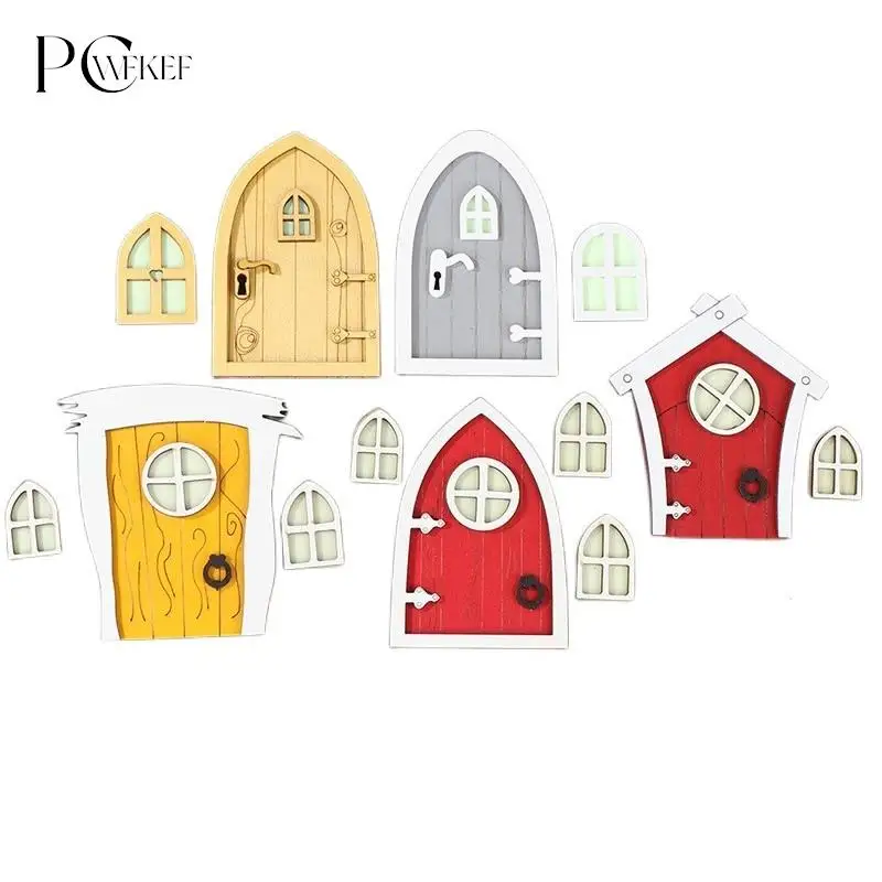 1Set Dollhouse Miniature Fluorescent Fairy Elf Door Window Model House Furniture Decor Toy