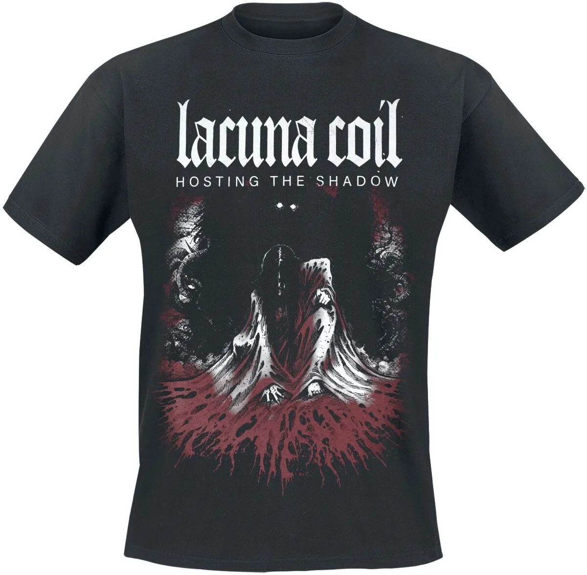 Camiseta Lacuna Coil Band Hosting The Shadow Print, camiseta informal 100% algodón de color neutro, ropa de calle gótica de metal para fanáticos