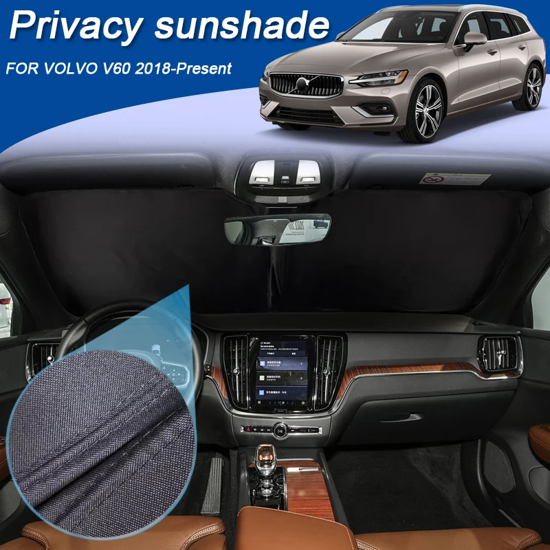 

Автомобильный солнцезащитный козырек на черное окно для VOLVO V60 2018-настоящее время, автоматическая защита от УФ-лучей, теплоизоляция, защитная крышка, аксессуар для интерьера