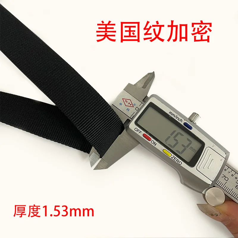 Black Thick Plain Weave Polypropylene Webbing Herringbone Strap with Edge Wrapping Strip for Luggage Straps (sold By Meter)