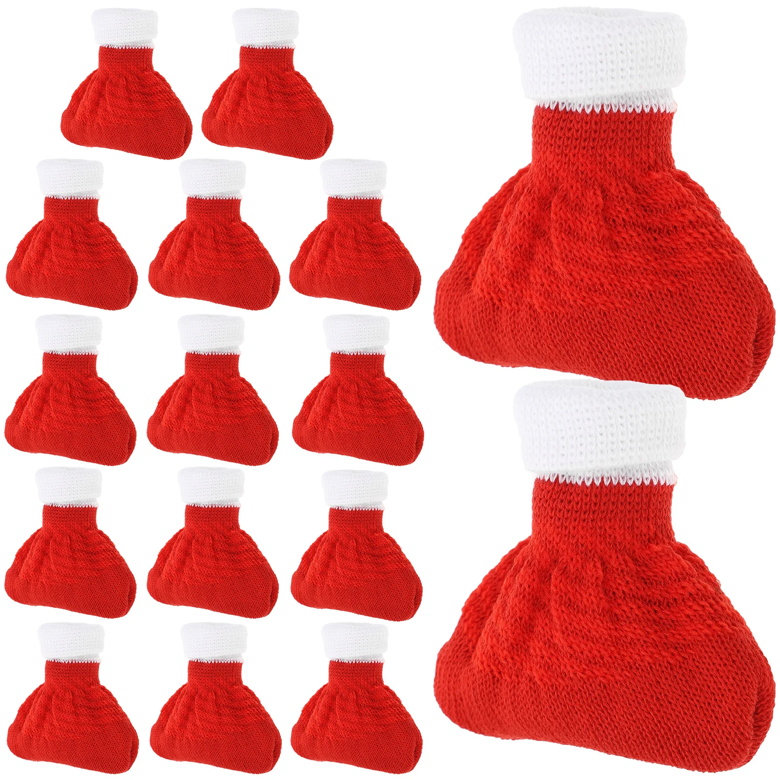 

16pcs Christmas Table Feet Covers Decorative Furniture Leg Caps Anti Scratch Cartoon Red Holiday Home Decor