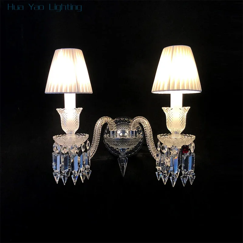European Villa Hotel Crystal Fabric Wall Lamp Indoor Home Furnishings Living Room Bedroom Staircase Led Wall Light