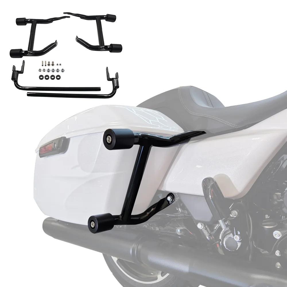 Motorcycle Colors Saddlebag Guard Rail Guard with Support Bar&Sliders for Harley Touring 2014-2026 including 2023.5-later