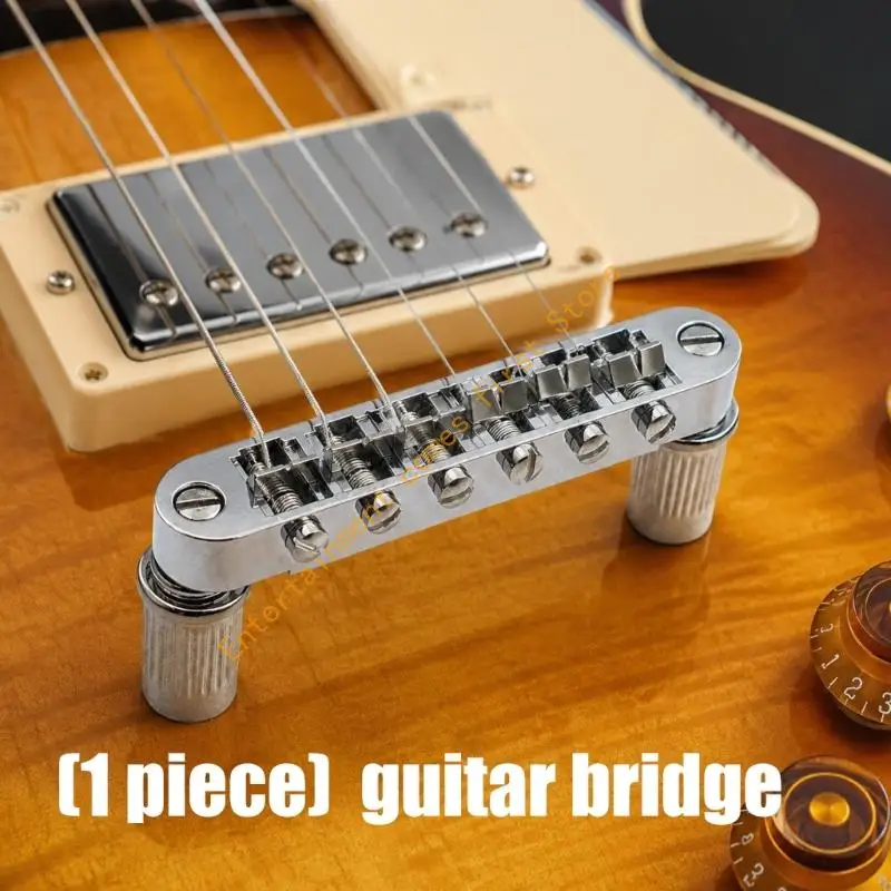 Replacement Electric Guitar Bridge with Two Mounting Posts, Silver Metal Bridge Assembly for Repair, Maintenance, and Part 55KD