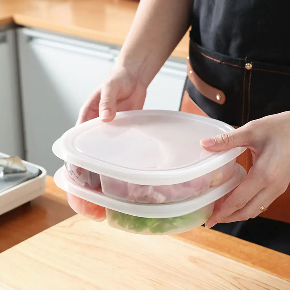 

2 шт., коробки для хранения с четырьмя сетками, контейнеры для холодильника, кухонные консервированные овощи, домашняя коробка с крышкой