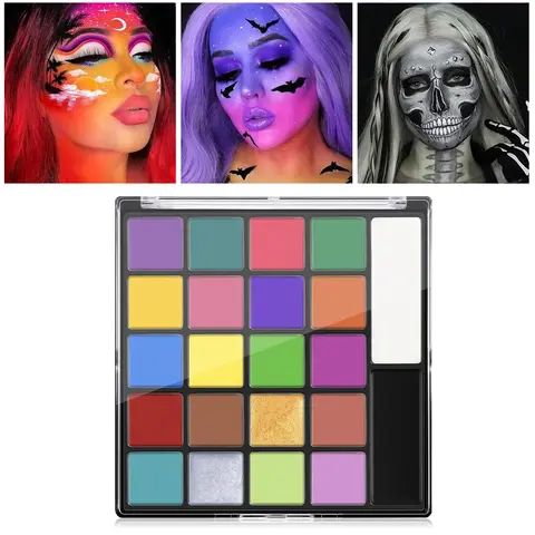 22 Color Face Body Painting Kit for Kids Adults,Face Paint Makeup Palette with Brush,Halloween Carnival Artist Cosplay Art Party