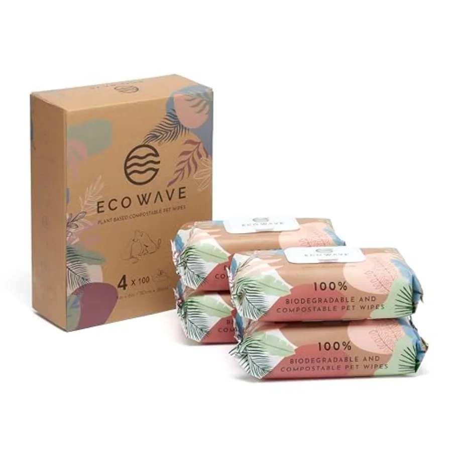 

Hypoallergenic Plant-Based Pet Wipes Dog and Cat Grooming Wipes for Face Ears Body Butt and Paws Fragrance Free Compostable