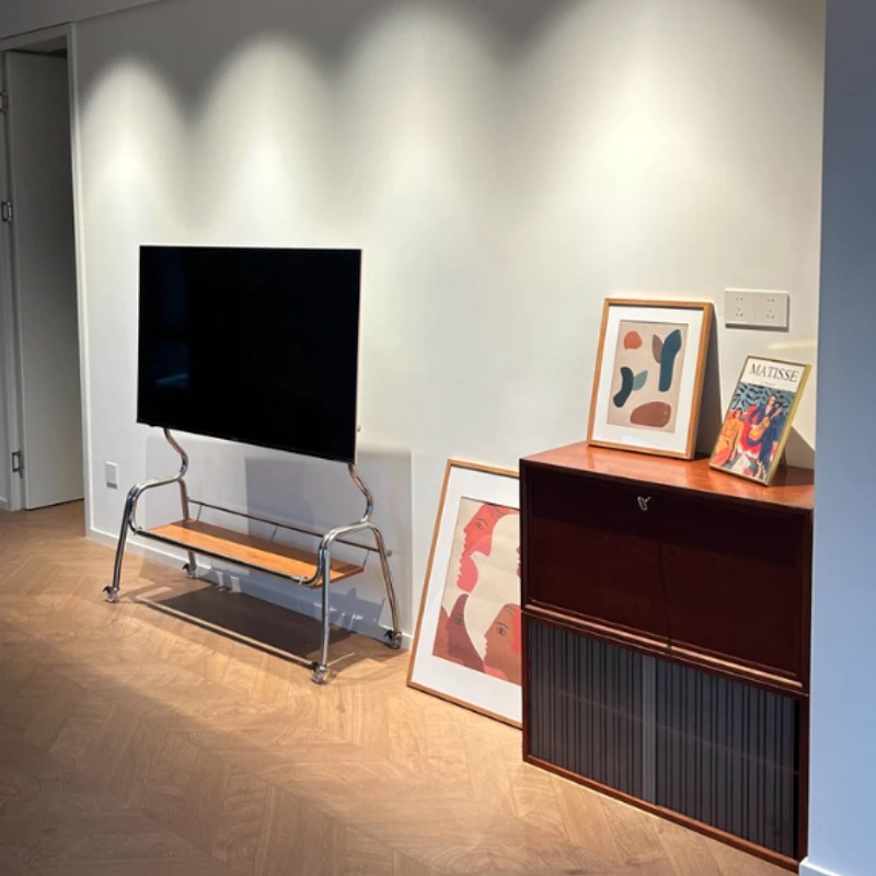 Stainless steel TV bracket with wheels removable living room bedroom monitor bracket tv stand Rtv cabinet removable tv cradle
