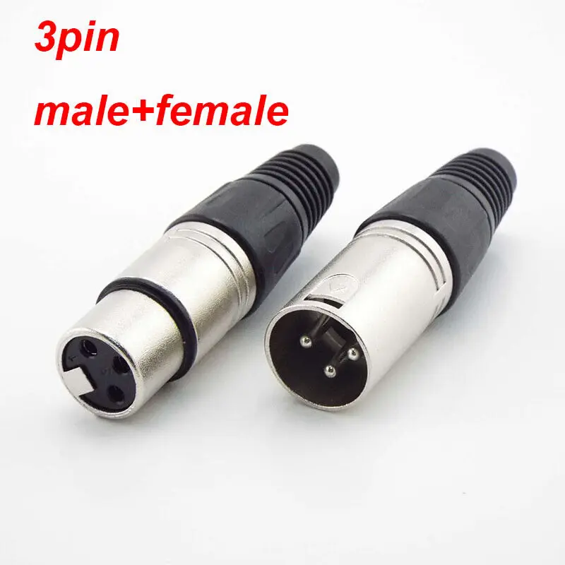 3 Pin 4 pin XLR Audio Cable Connector MIC Male Plug / Female Jack Professional for cable Microphone Wire  power adapter
