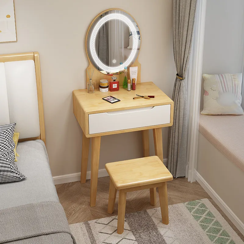 #Nordic Real Wood Extendable Multi-function Dressing Table Bedroom Modern Contracted Dresser with Customizable Size & Color