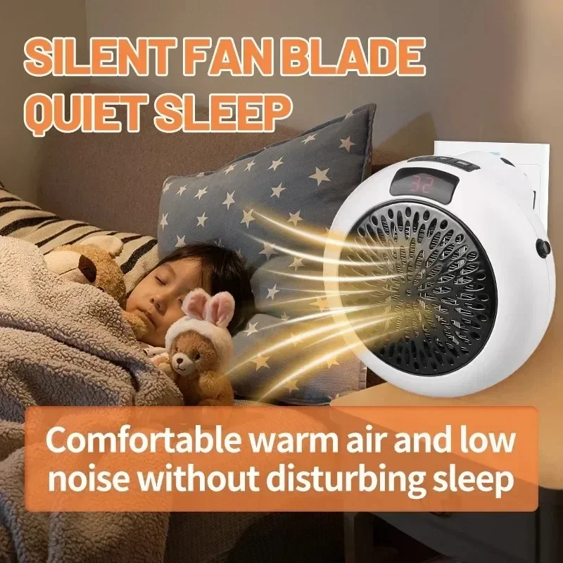 Mini Heater Winter Home Wall Mounted Desktop Dual-Purpose Silent Fast Heating Heater Electric Heater with LED Display and Timer