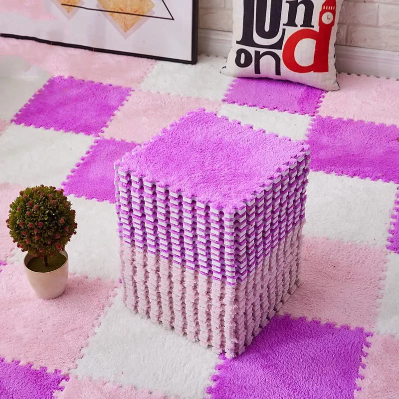 10pcs Full Room Square Puzzle Thickened Bedside Floor Bedroom Carpet Washable Foam Stitching