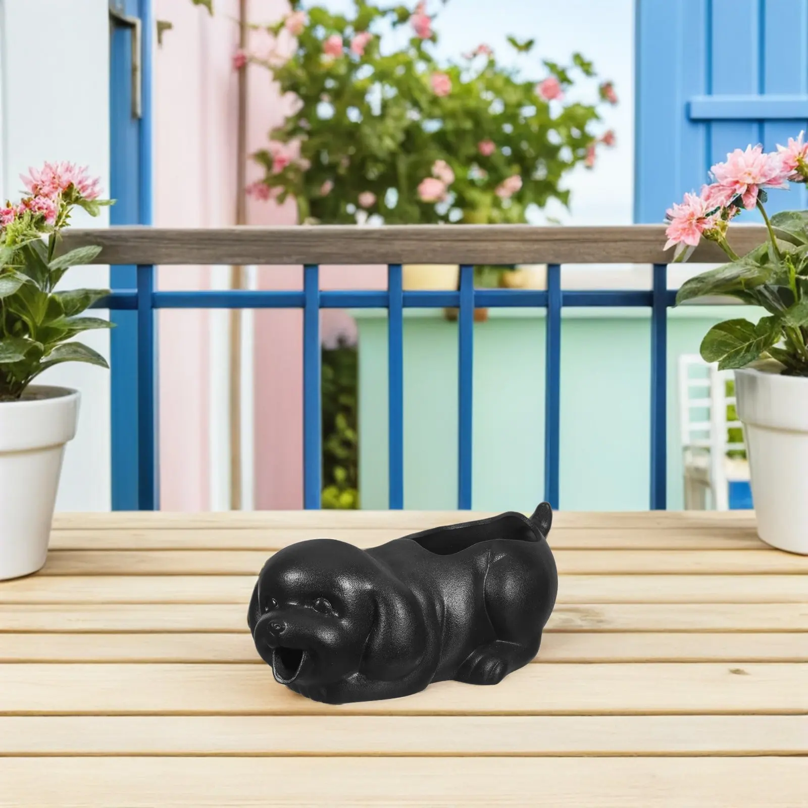 

Ceramic Dog Shaped Fountain Spitter Unique Aquarium Pottery Decoration Supports Green Plant Growth Garden Pond Fountain Decor