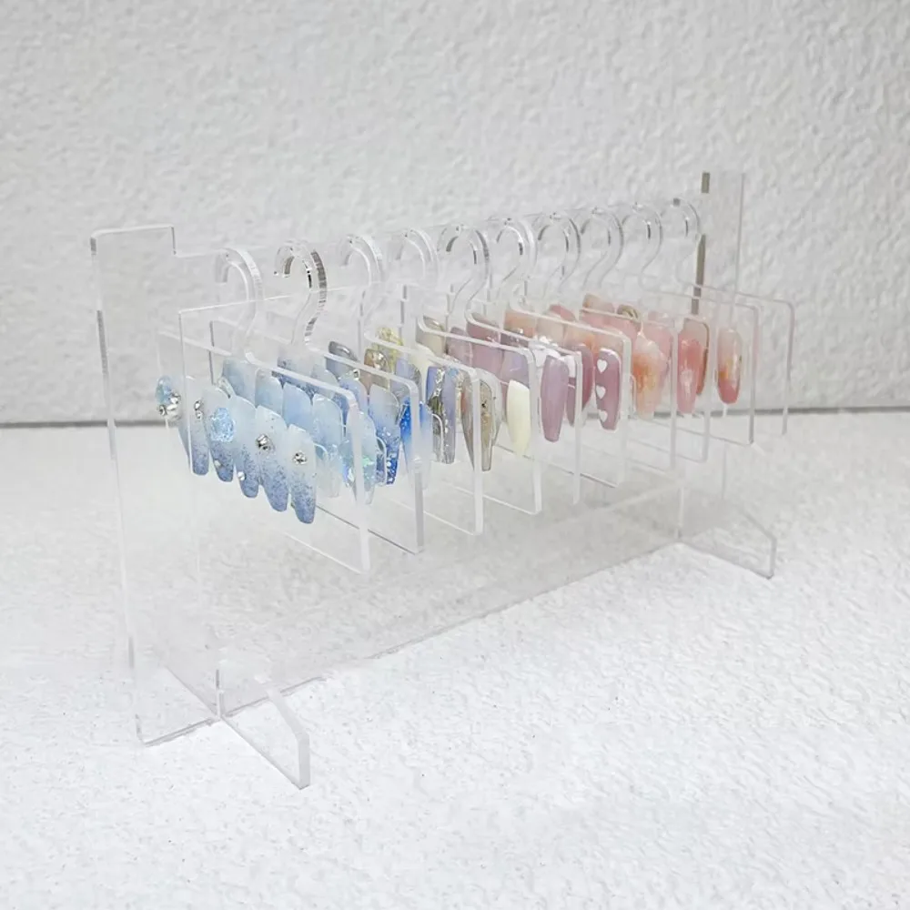 Transparent Acrylic Nail Art Display Rack Hook Multi-Purpose Nail Art Display Board Desktop Mounted Dustproof Nail Storage Stand