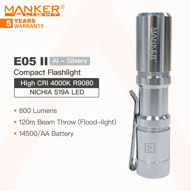 lanterna manker compact edc led nichia 519a 1300 lumens 14500 ou aa e05 ii versao cri alta 4000k r9080 01