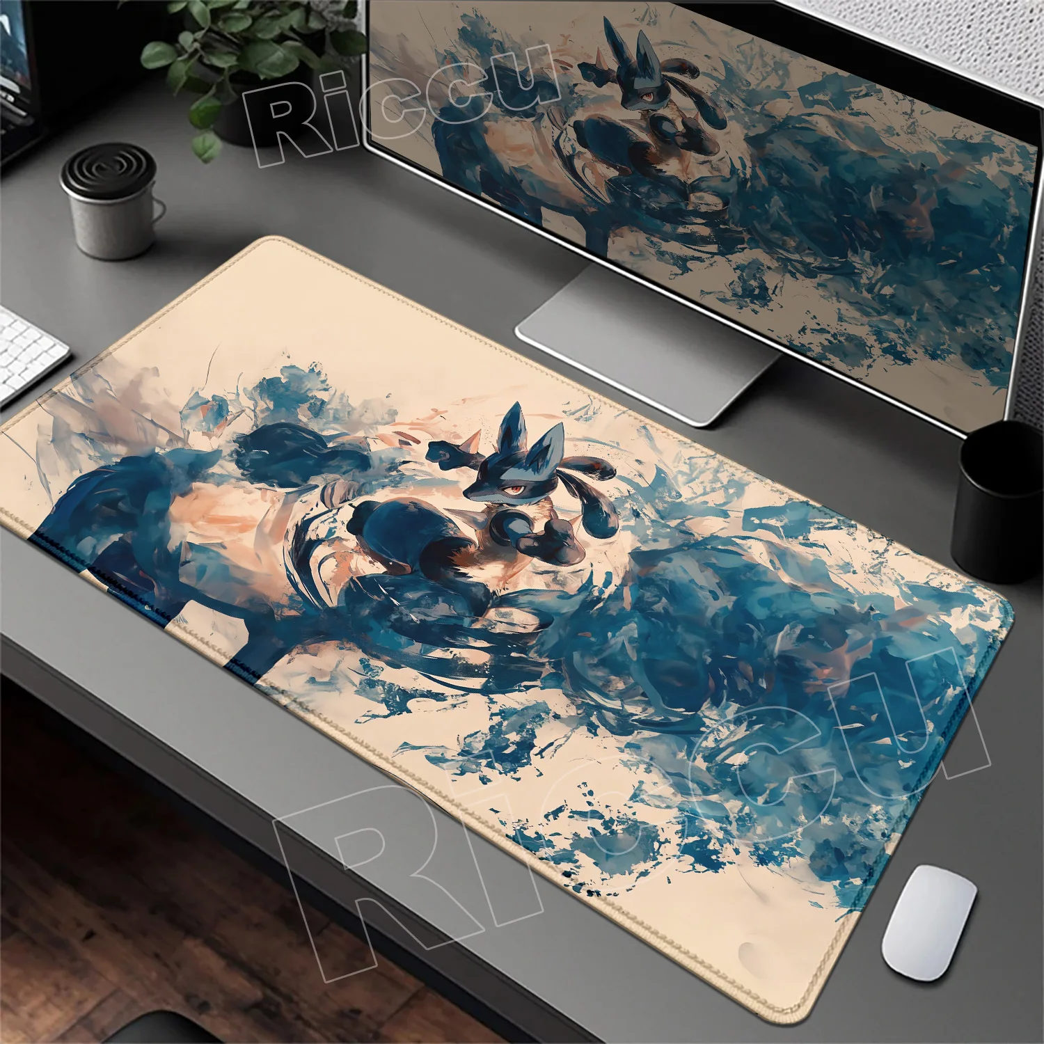 HD Printing Cool Anime Mouse Pad POKEMON LUCARIO Mousepad Deak Mat Computer Table Keyboard Pad Office Accessories PC Mouse Pads