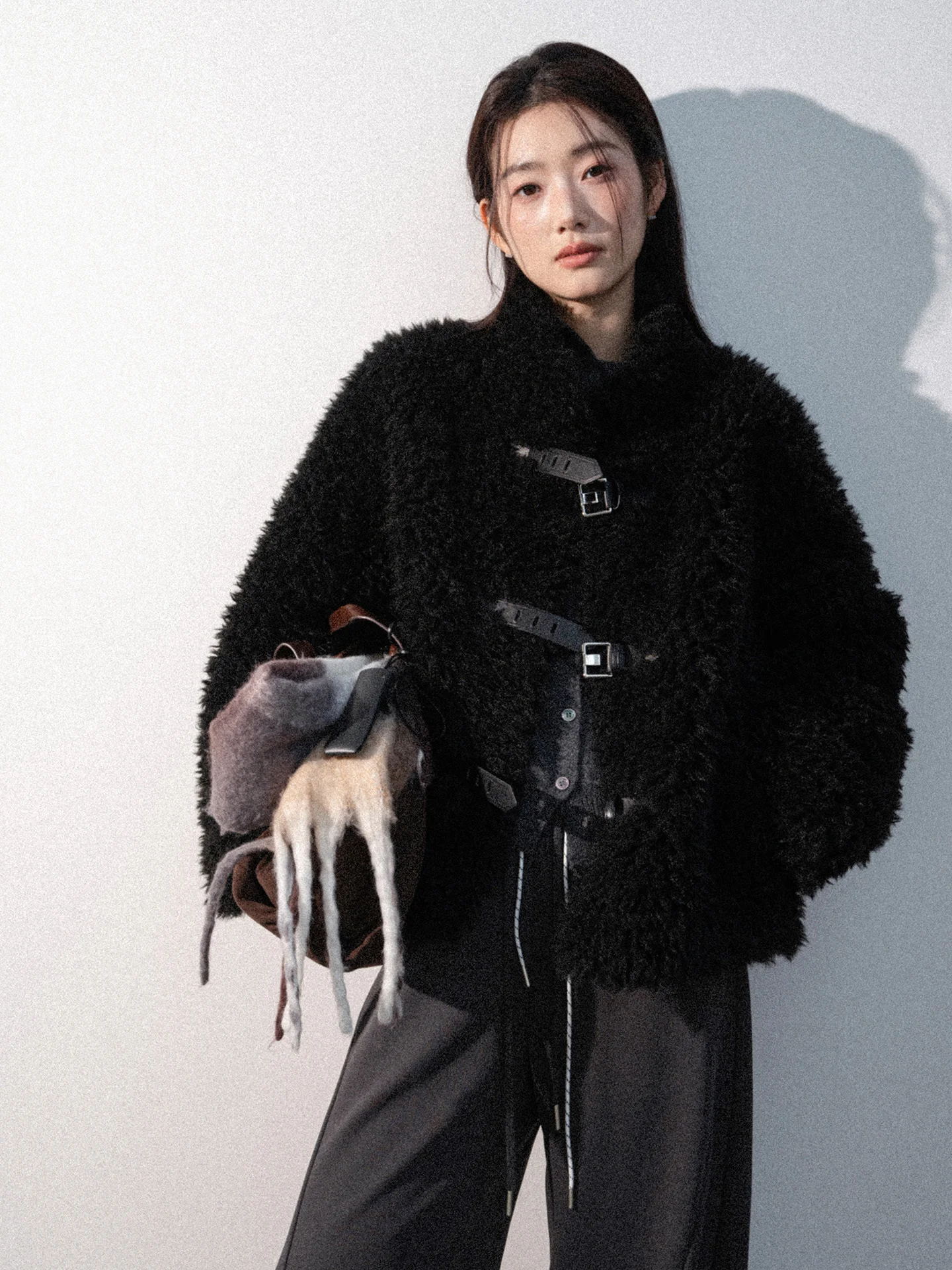 

Faionable ort Fur Jaet Women's Stand Collar Hooded Coat Subtiel Brand Polyester Fiber Long Sve Warm Outerwear