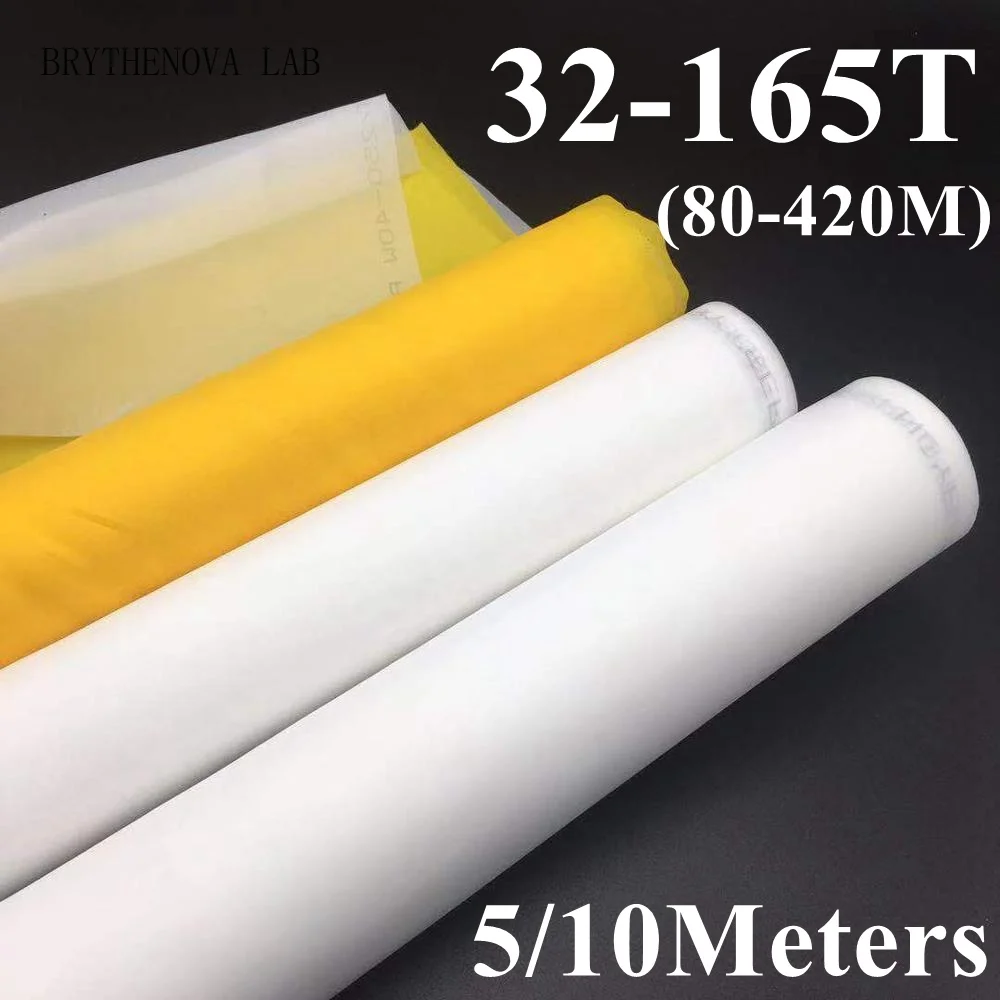 5/10 Meters 32T-165T Silk Screen Printing Mesh 120CM Width 80-420M Polyester White Screen Printing Mesh Fabric Tool Parts