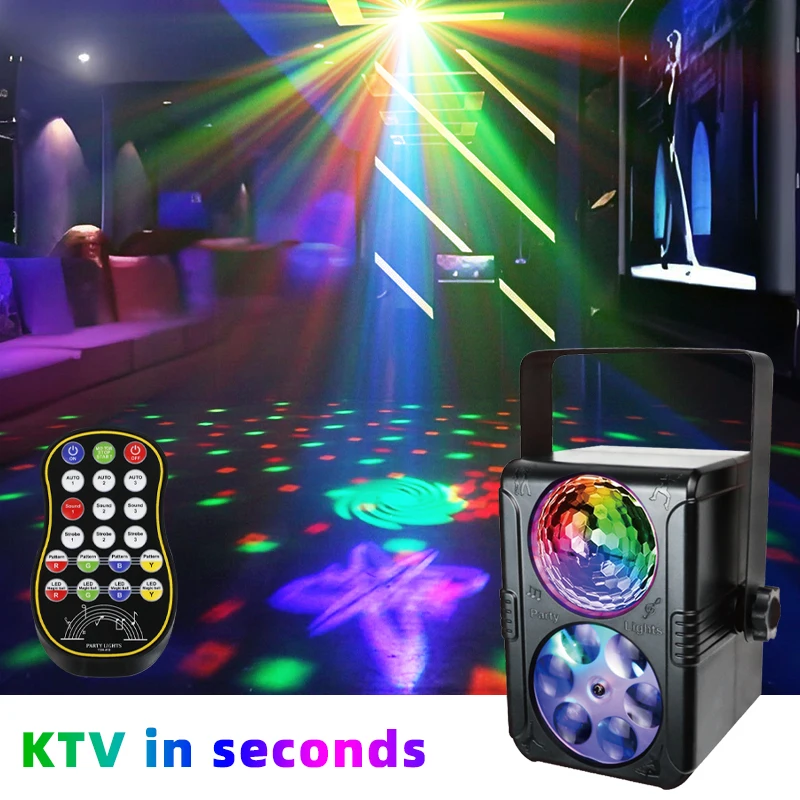 Party Lights Sound Activated Stage Laser Lights Remote Control USB Disco DJ Strobe Light Rotating with Patterns Wedding Birthday