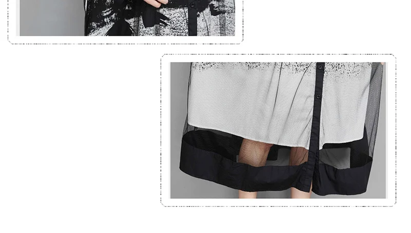 Mesh Patchwork Print Shirt Dresses For Women Long Sleeve Loose Casual Vintage Dress Fashion Elegant Clothing Spring Autumn 2026