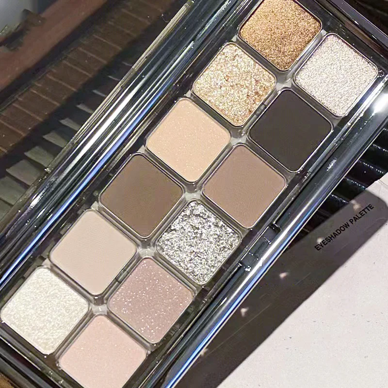 12-kolorowa paleta cieni do powiek Nude Matte Shimmer High Pigment Grey Color Tone Wodoodporna profesjonalna paleta cieni do powiek