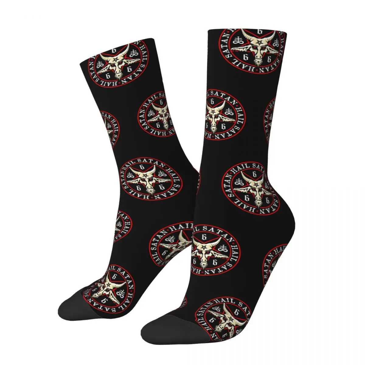 Men's Socks Casual Hail Satan Baphomet In Occult Inverted Pentagram Sock High Quality Women's Socks Spring Summer Autumn Winter